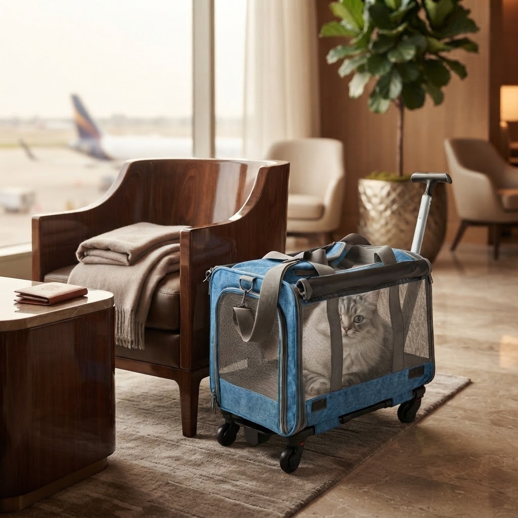 Portable Pet Stroller Carrier with Wheels